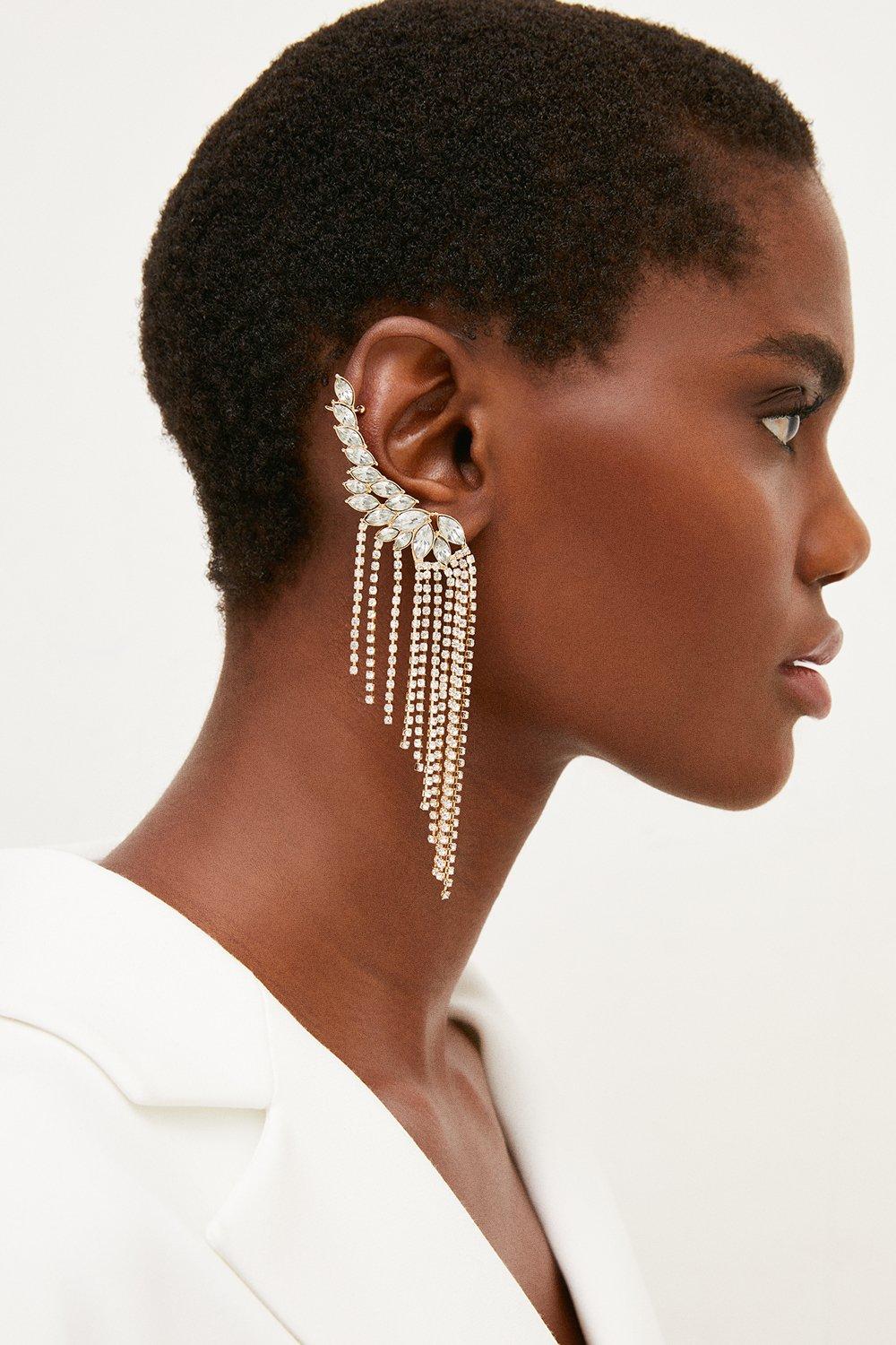 Gold Drop Ear Cuff Earrings | Karen Millen