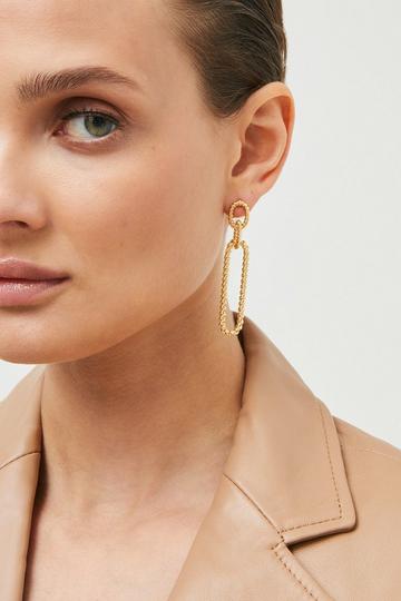Gold Plated Twisted Drop Earrings gold