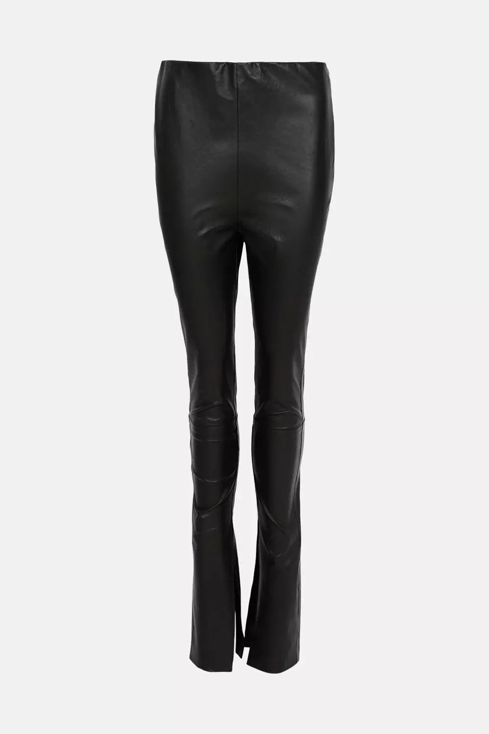 faux leather split hem leggings