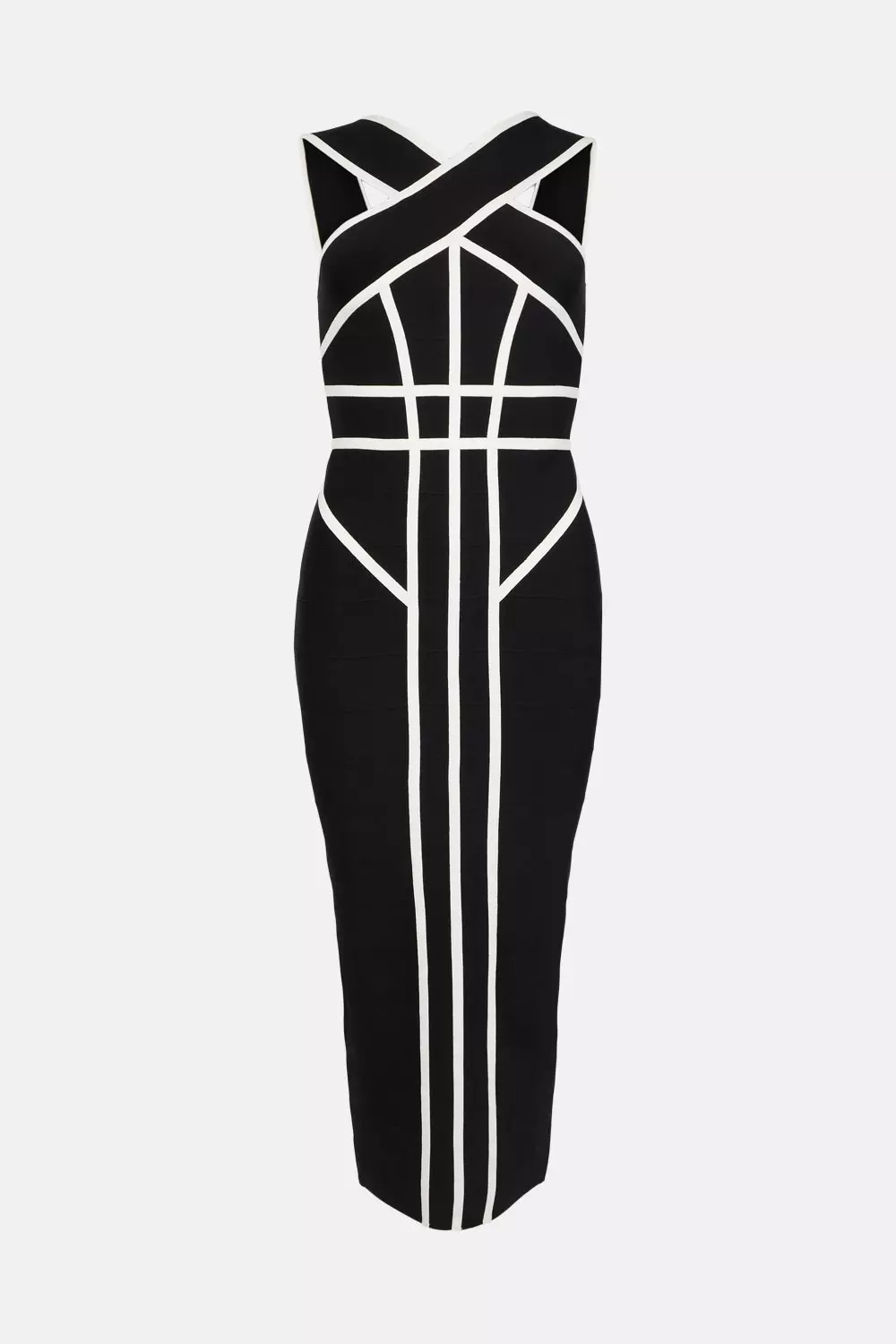 Clothing : Bandage Dresses : 'Ariyah' Black Cross Front Bandage
