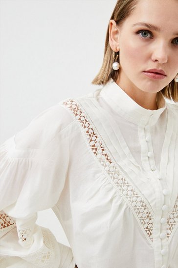 Lydia Millen Petite Silk Cotton Woven Blouse | Karen Millen