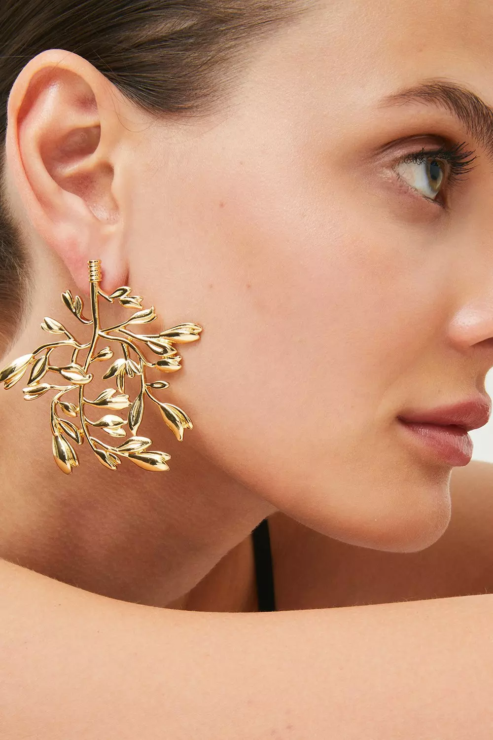 Gold Plated Statement Leaf Earring