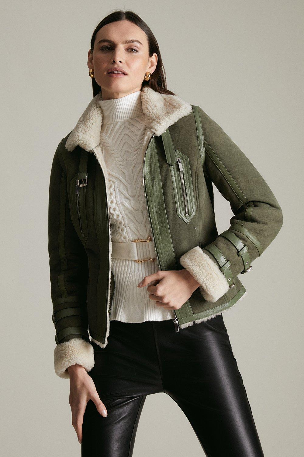 Lydia Millen Short Shearling Aviator Jacket | Karen Millen