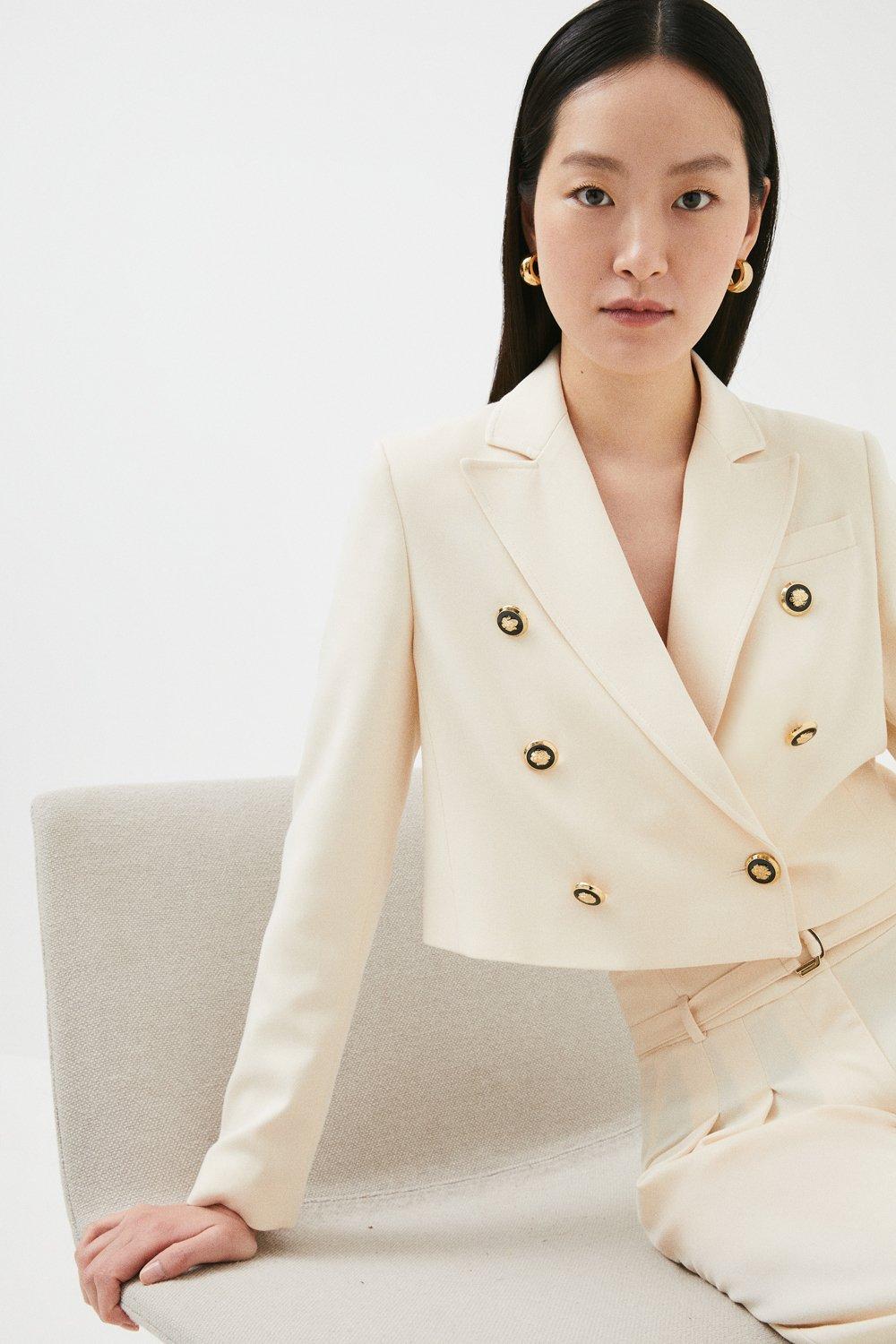 Cream cropped jacket on sale to wear over dress