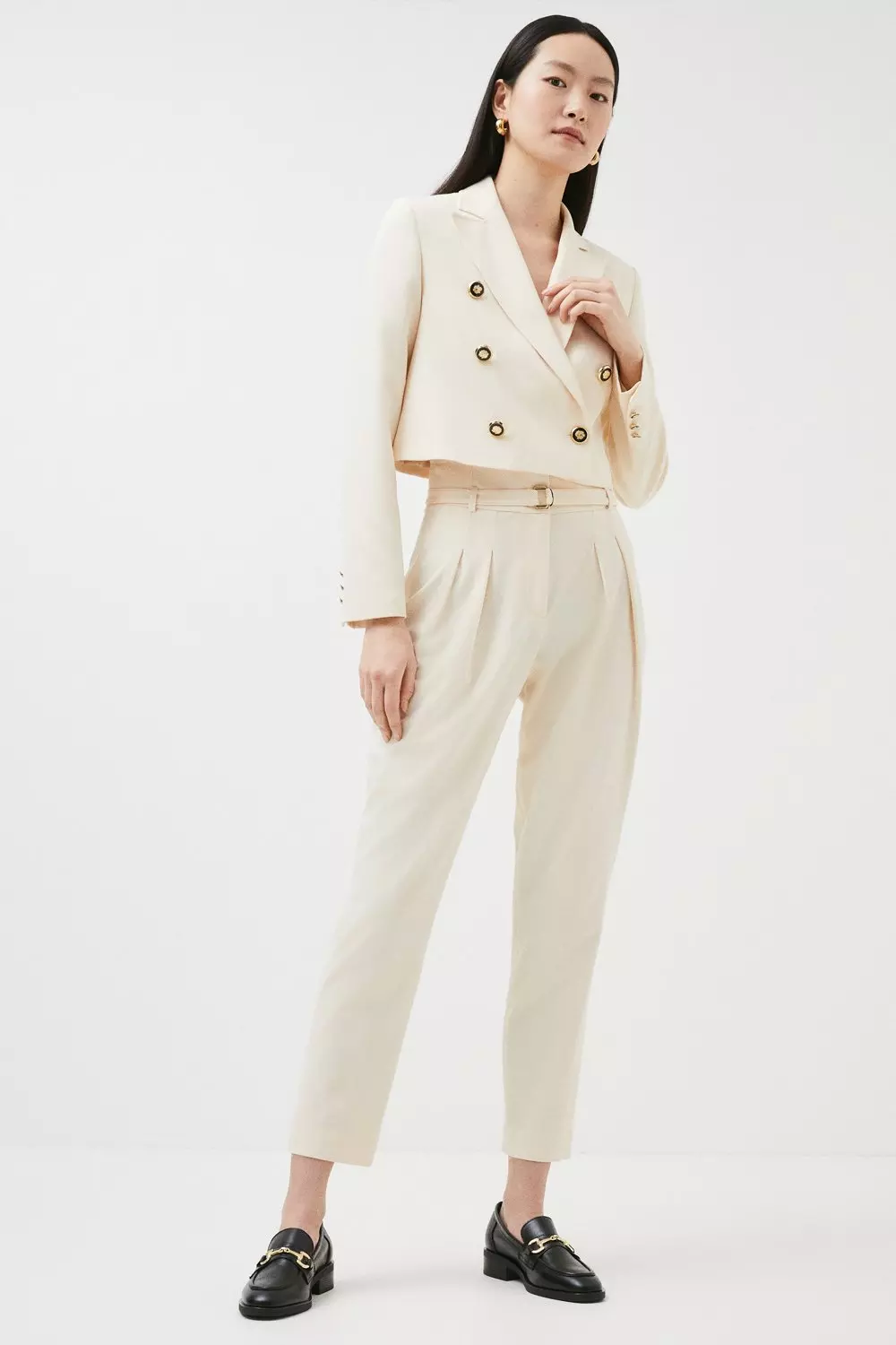 Clean Tailored Double Breasted Cropped Jacket