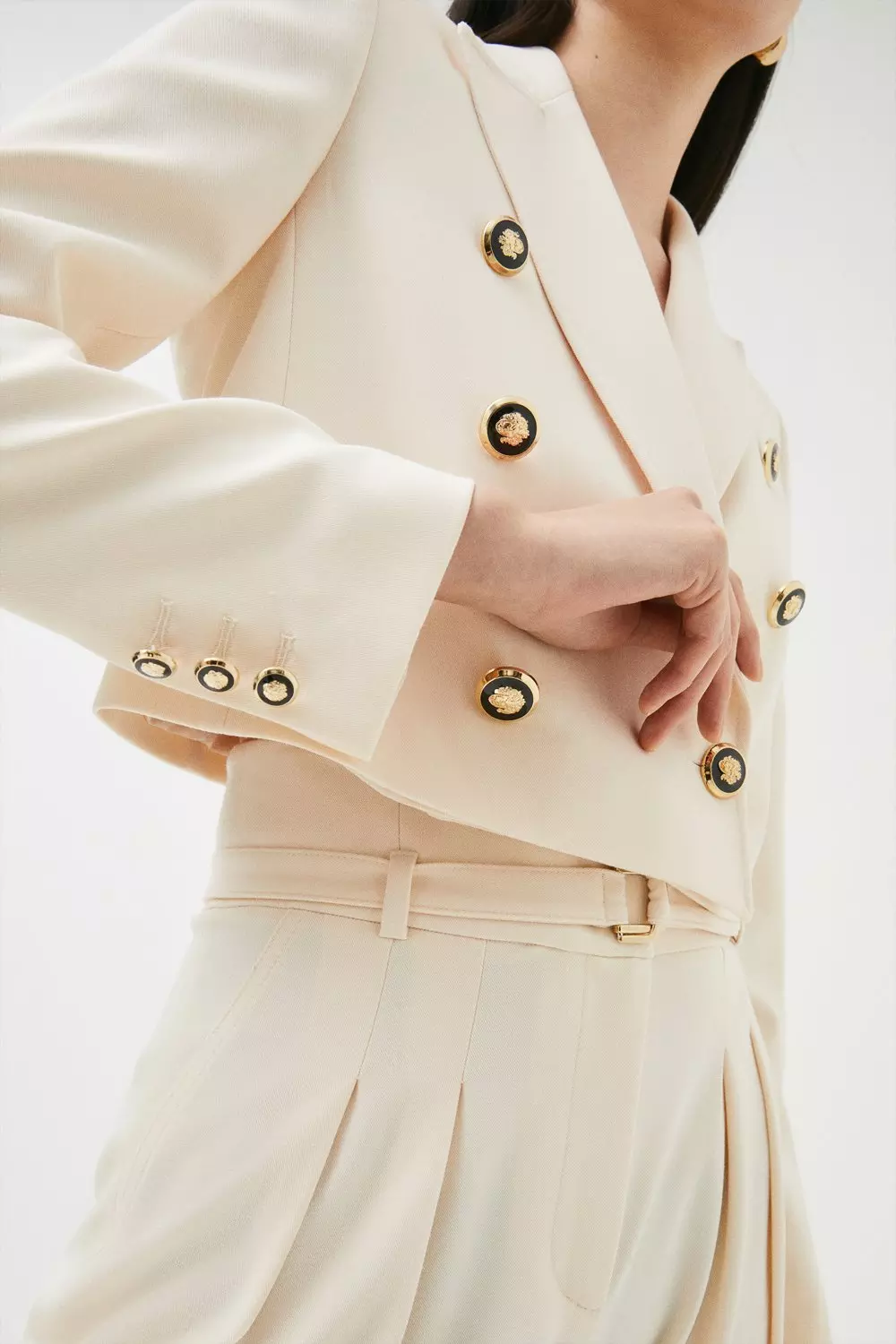 Cream cropped jacket hot sale to wear over dress