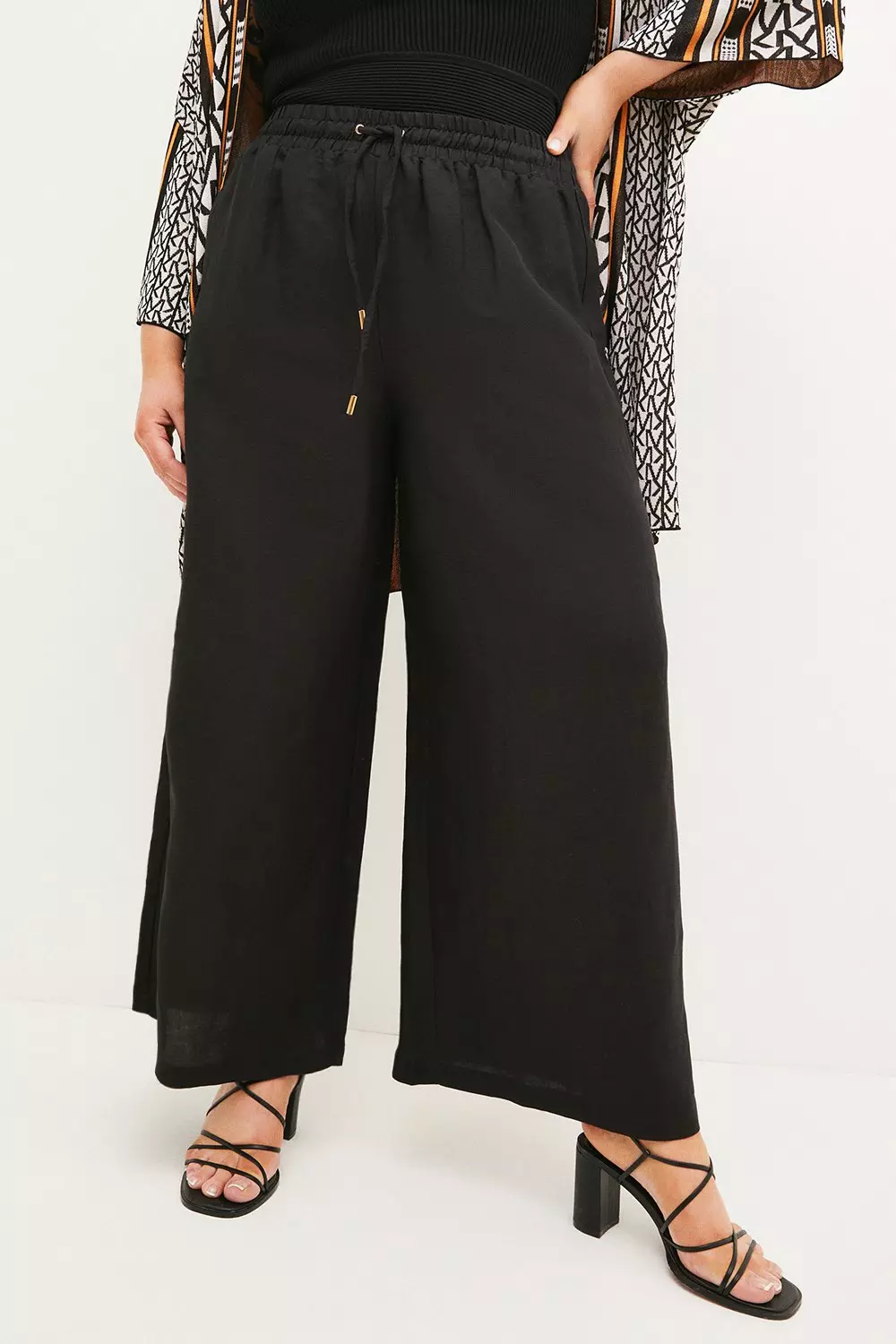 Petite Faux Leather High Waisted Wide Leg Pants