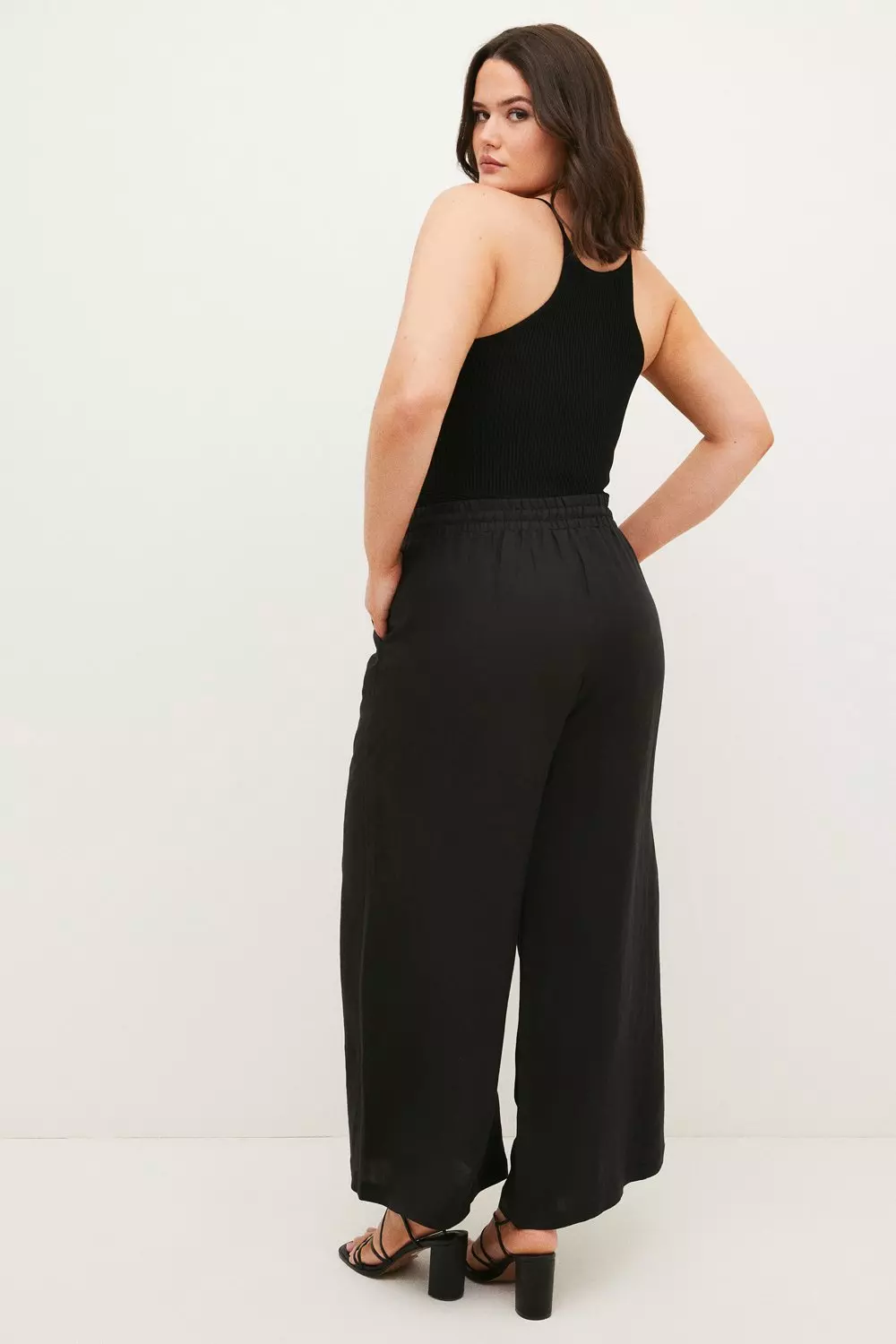 plus size black wide leg trousers