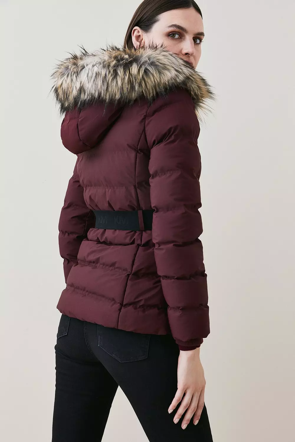 Karen millen shop belted puffer coat