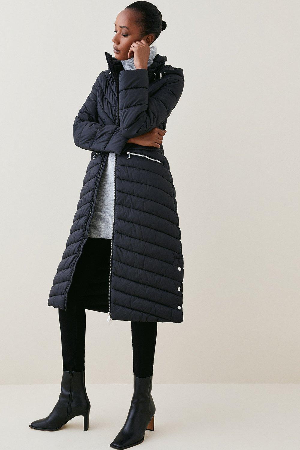 Karen millen longline quilted coat sale