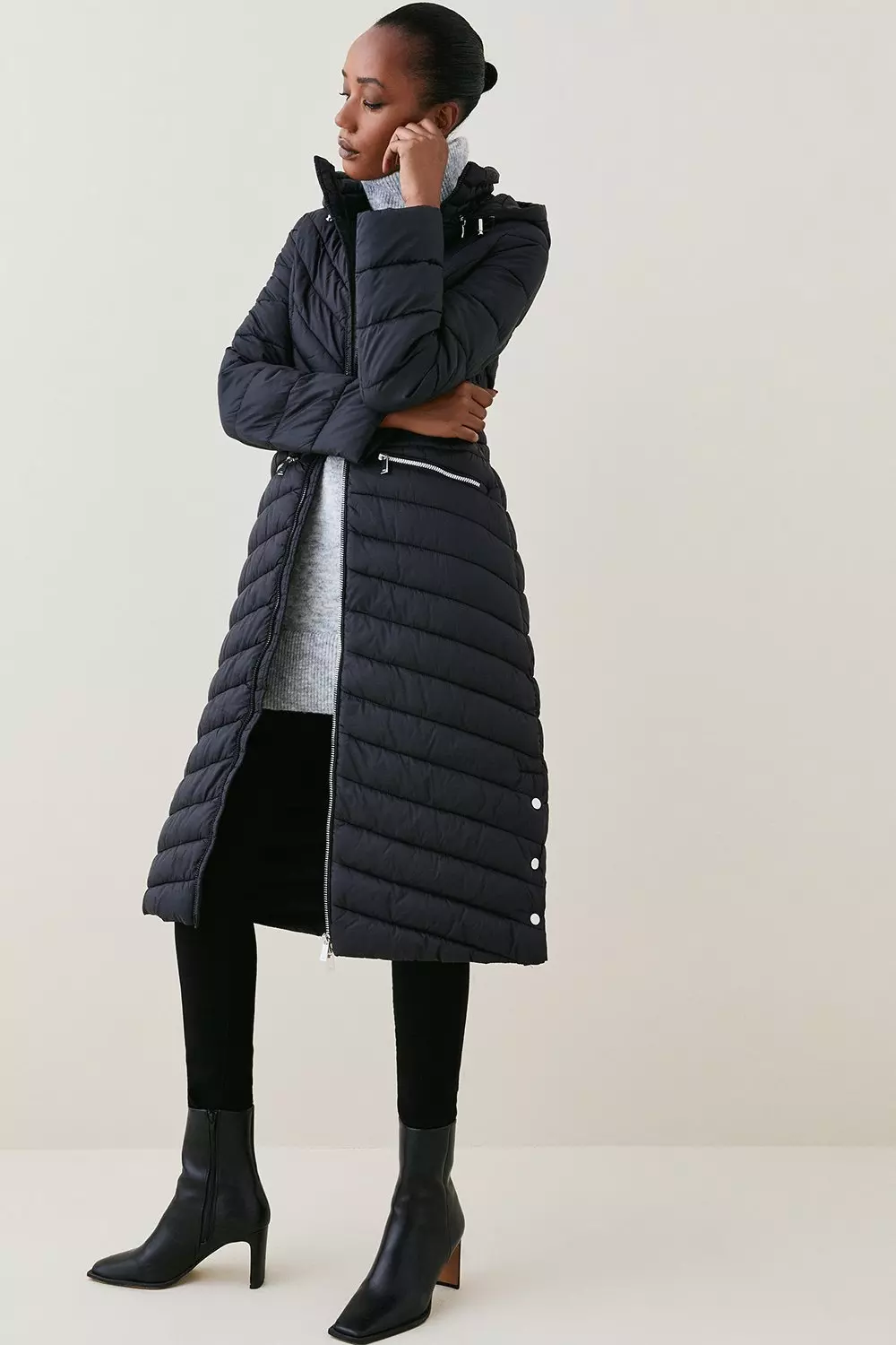 Long lightweight sales puffer coat