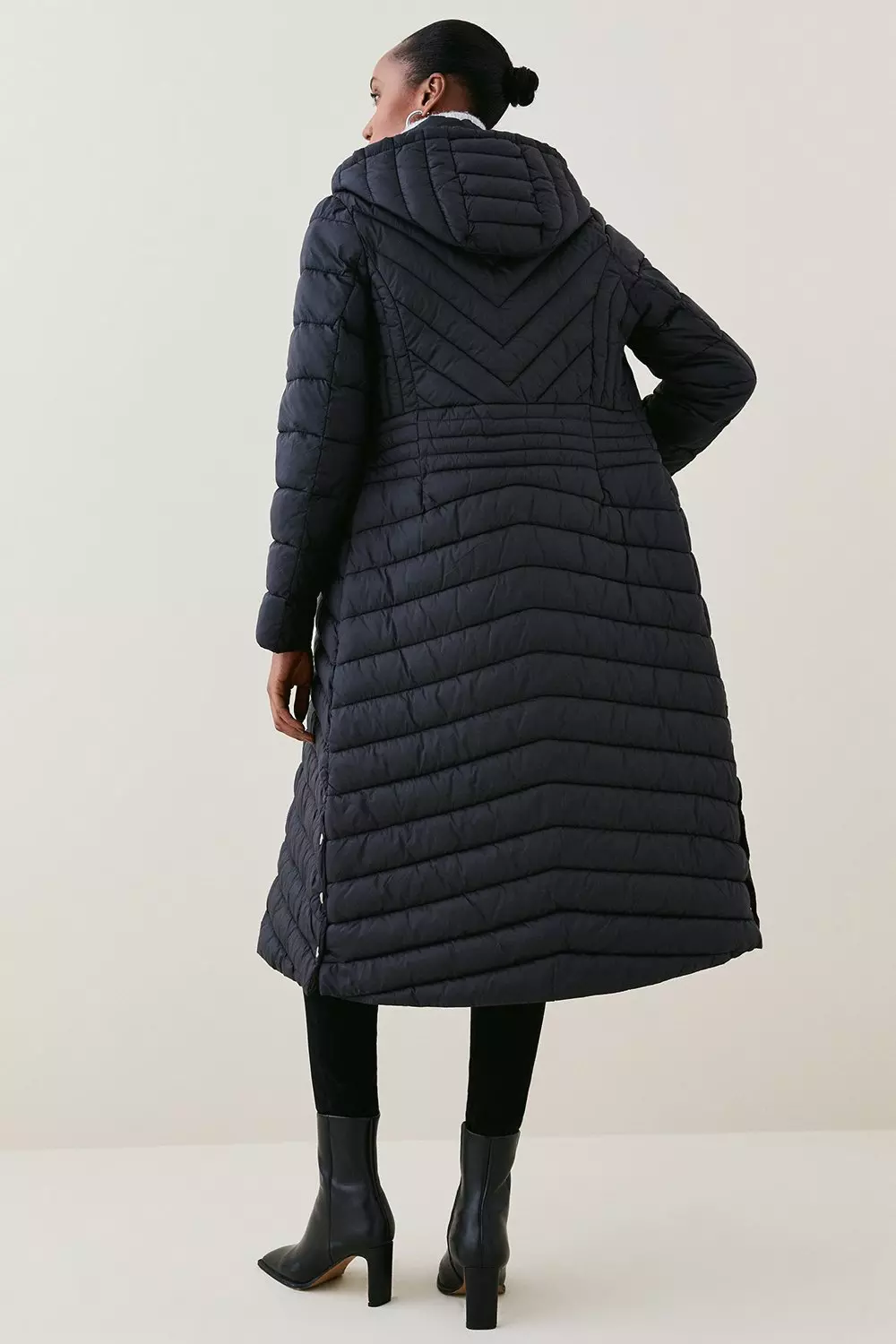 Black lightweight hot sale padded longline coat