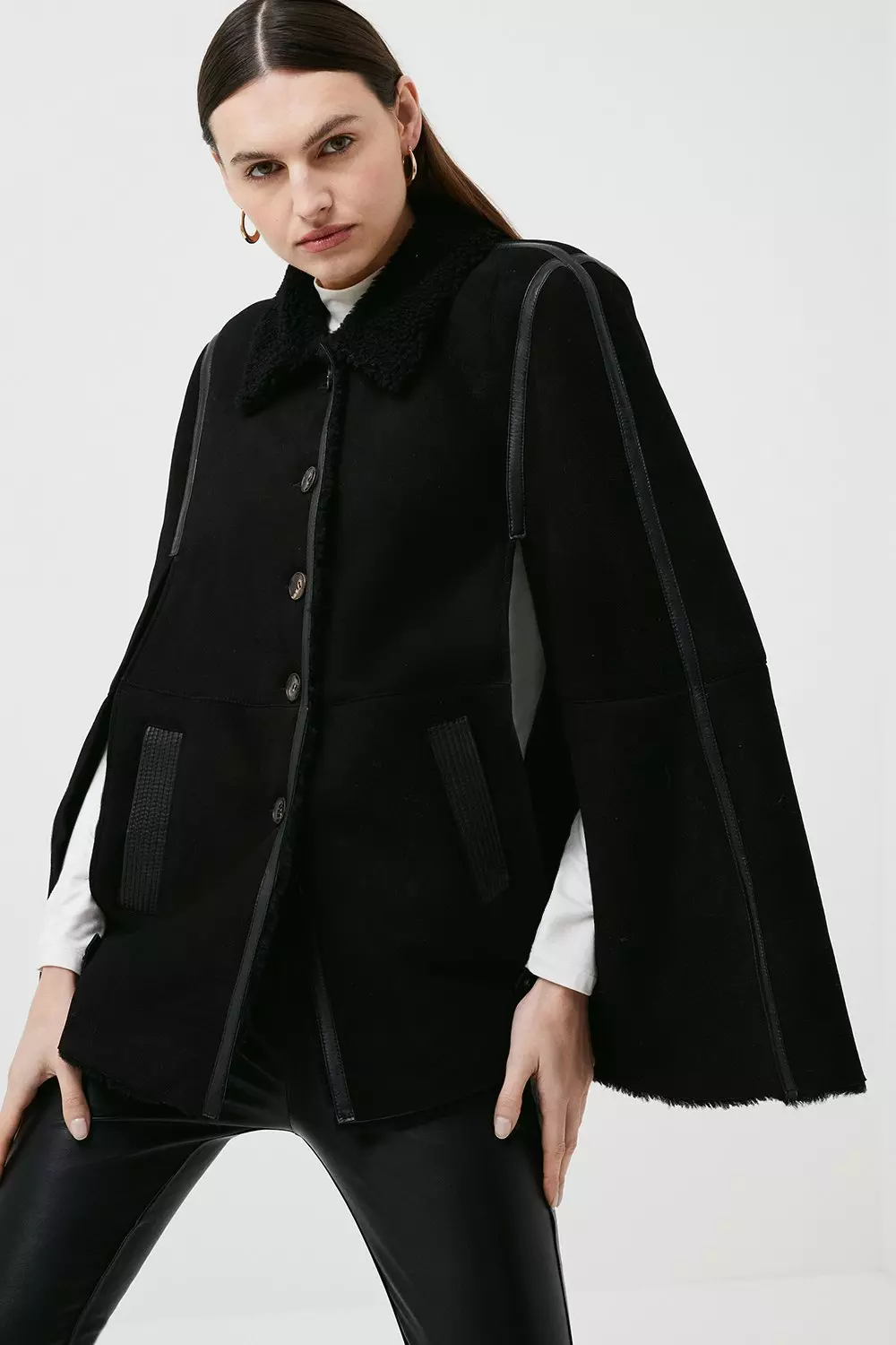 Shearling cape on sale