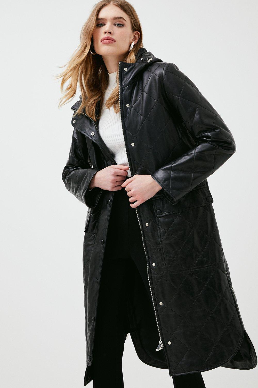 Karen millen longline leather jacket sale