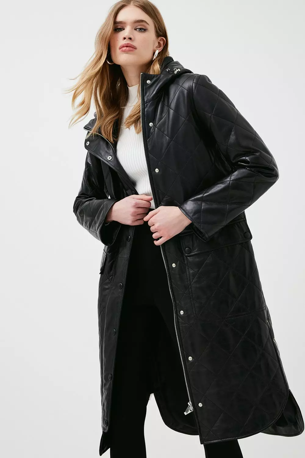 Karen millen clearance black quilted coat