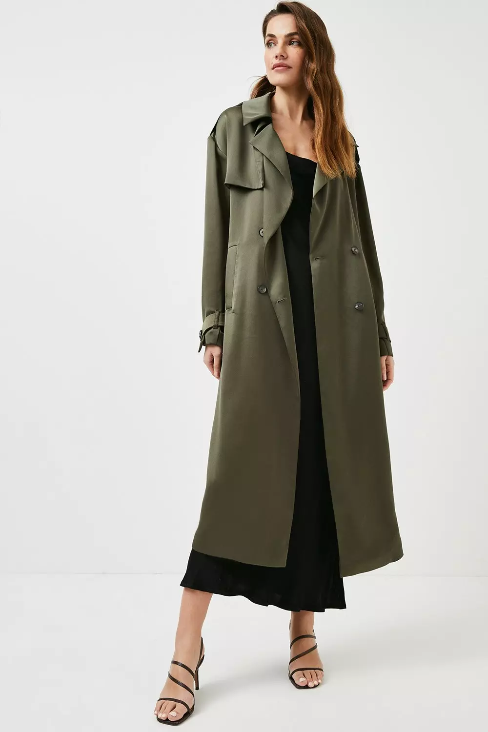 Crepe discount trench coat