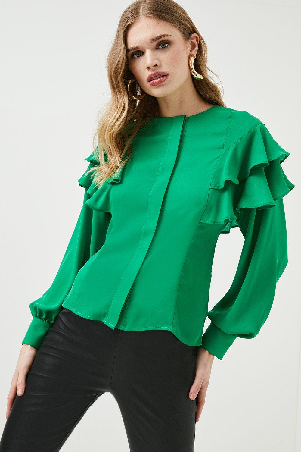 Check Ruffle Detail Blouse - Women - Ready-to-Wear