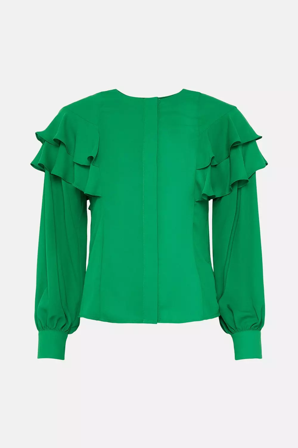 Green cheap ruffle blouse