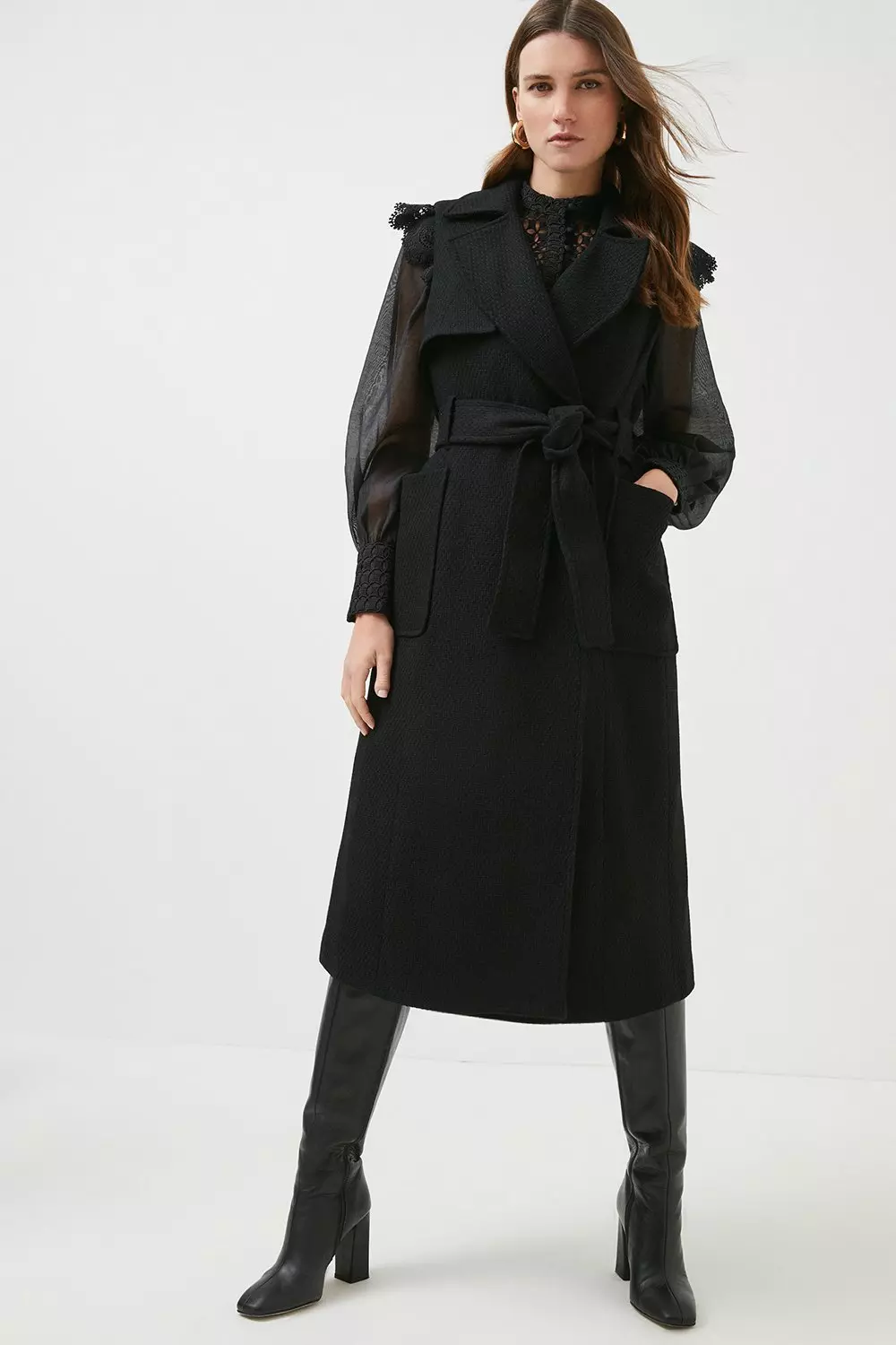 Karen millen outlet black trench coat