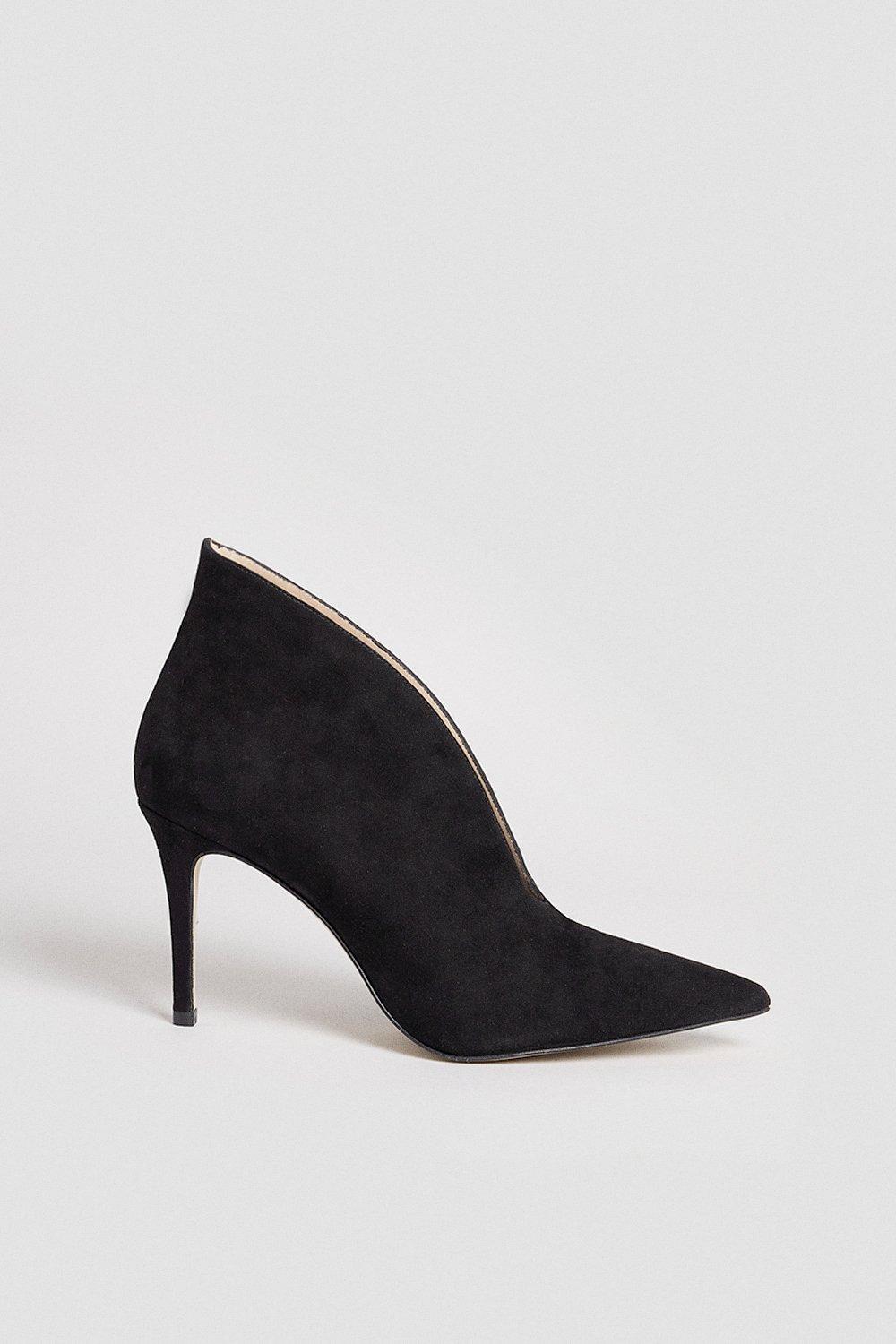 black suede pointed ankle boots