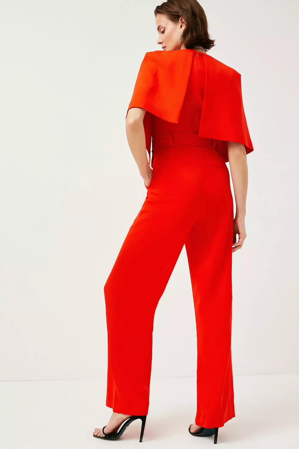 Compact Stretch Viscose Flared Jumpsuit