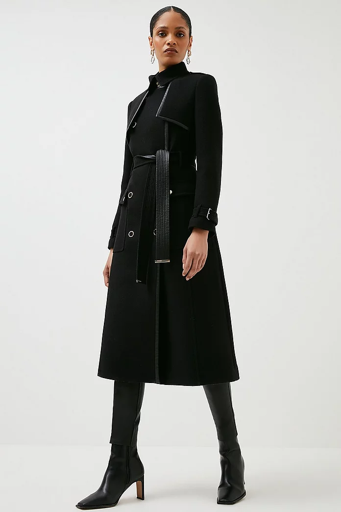 Italian Wool Belted Pocket Trench Coat Italian Wool Belted Pocket Trench Coat