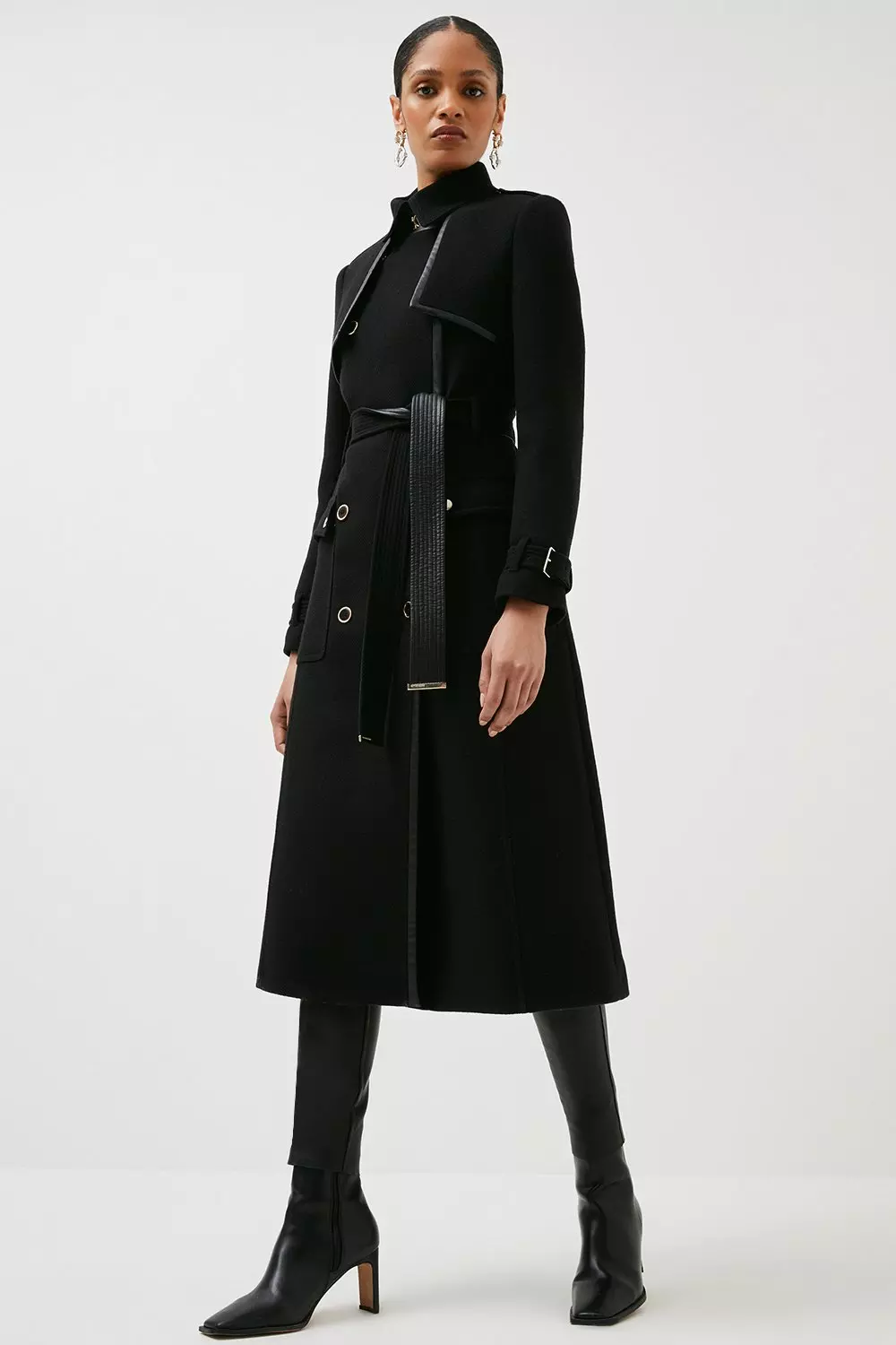 Karen millen black hot sale trench coat