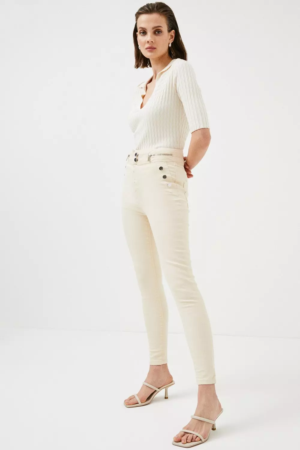 Womens cream best sale skinny jeans