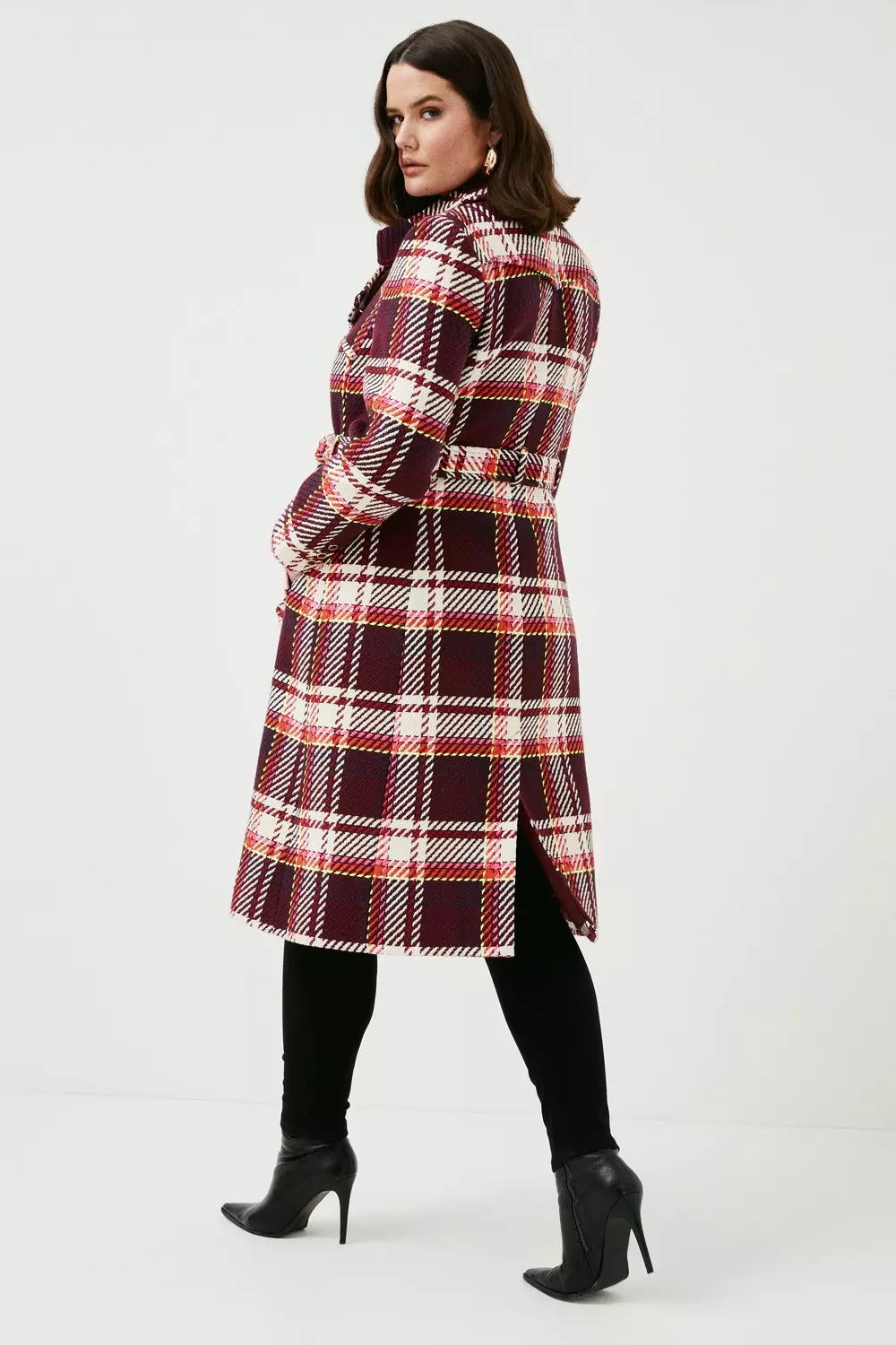 Plus size hotsell checked coat