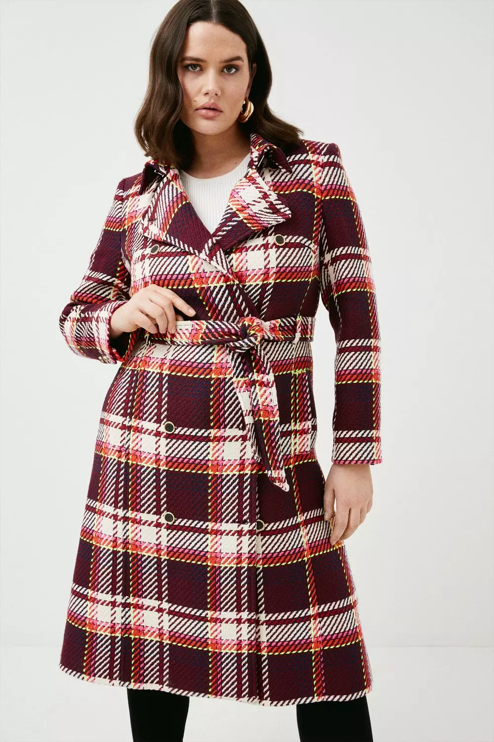 Karen millen hot sale check coat