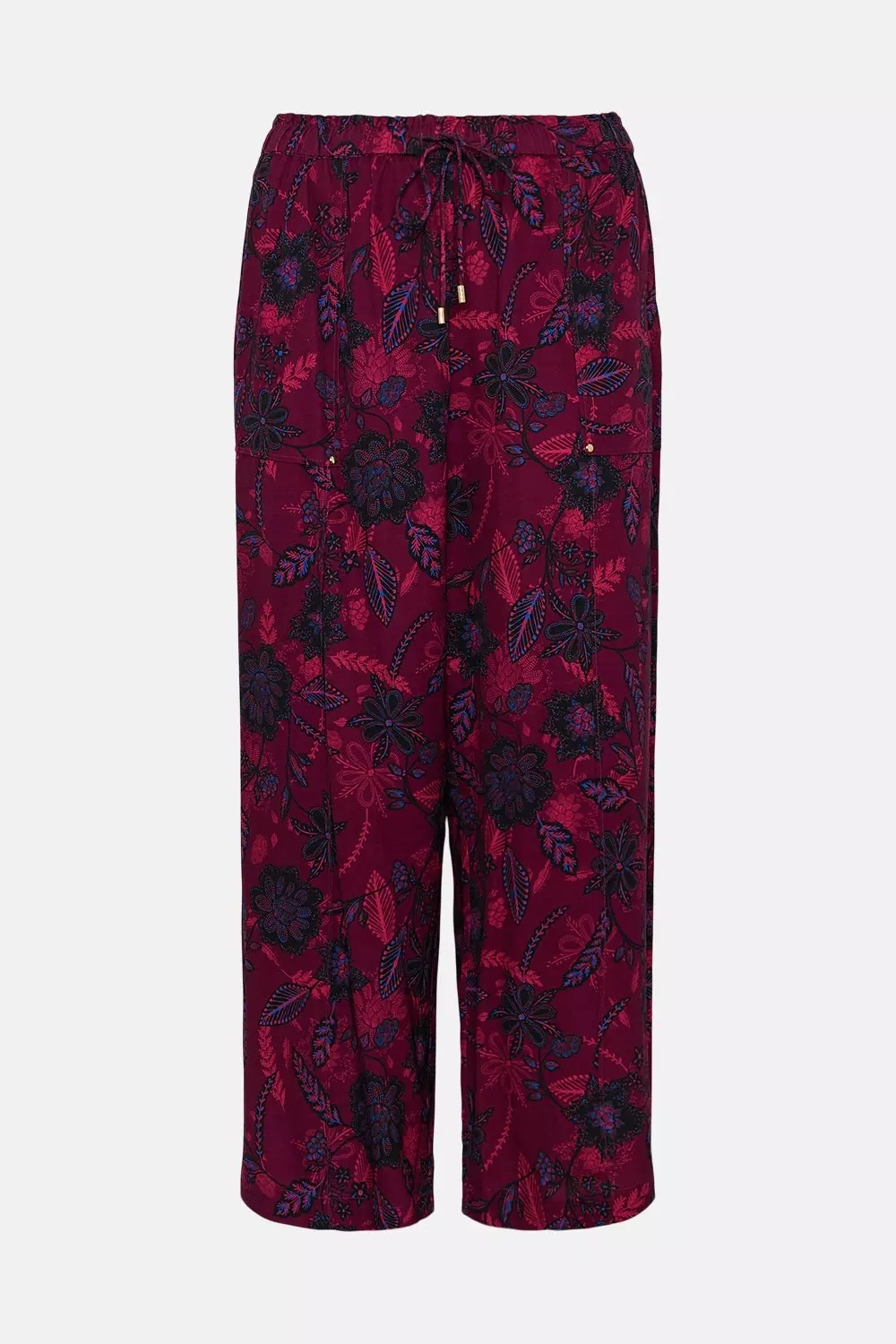 Plus Size Floral Batik Linen Woven Trouser | Karen Millen
