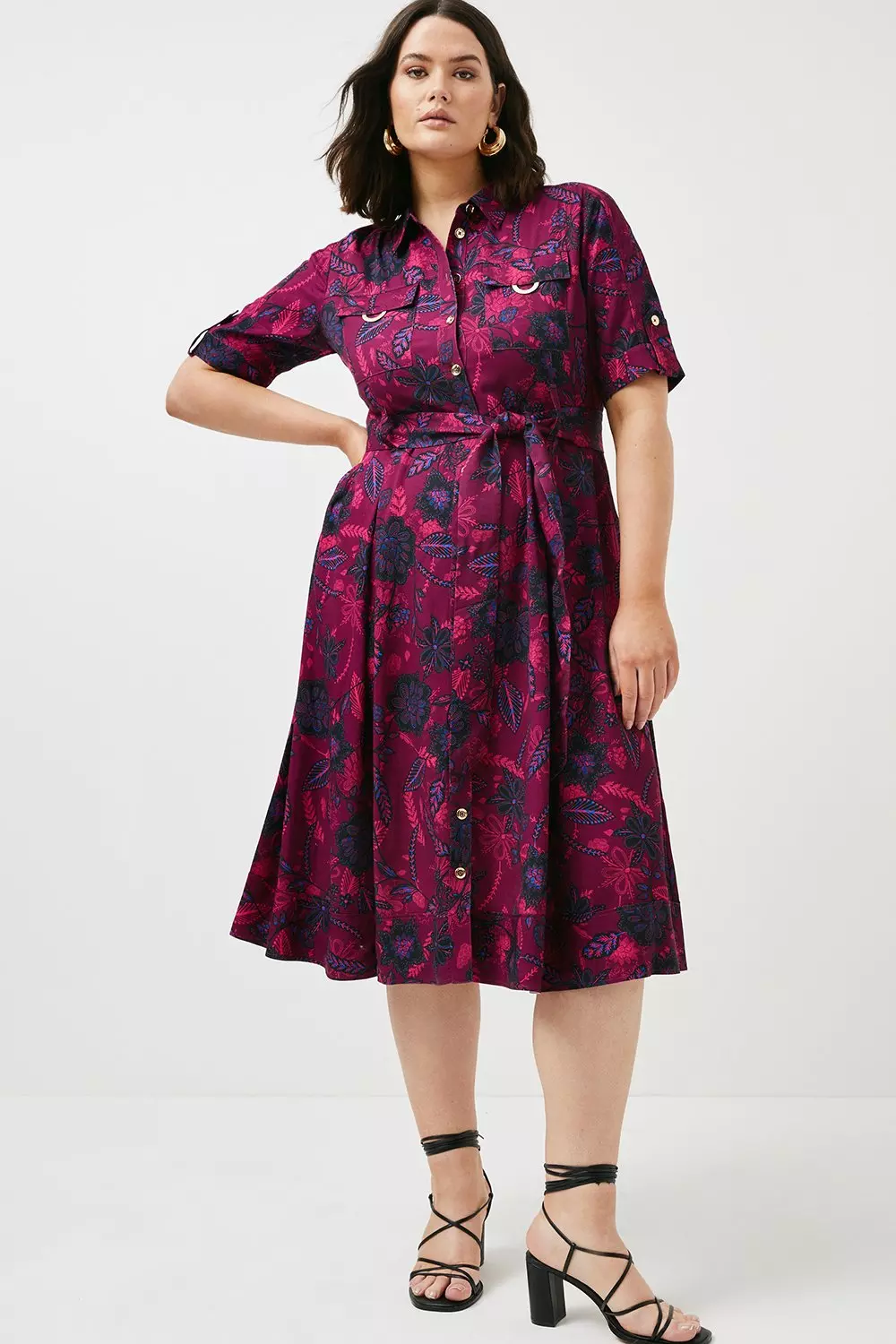 Plus size 2025 floral shirt dress