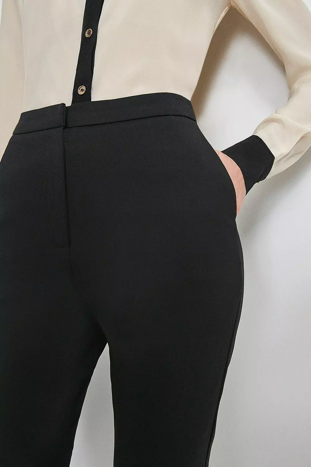 Petite Essential Techno Woven Crop Trouser | Karen Millen