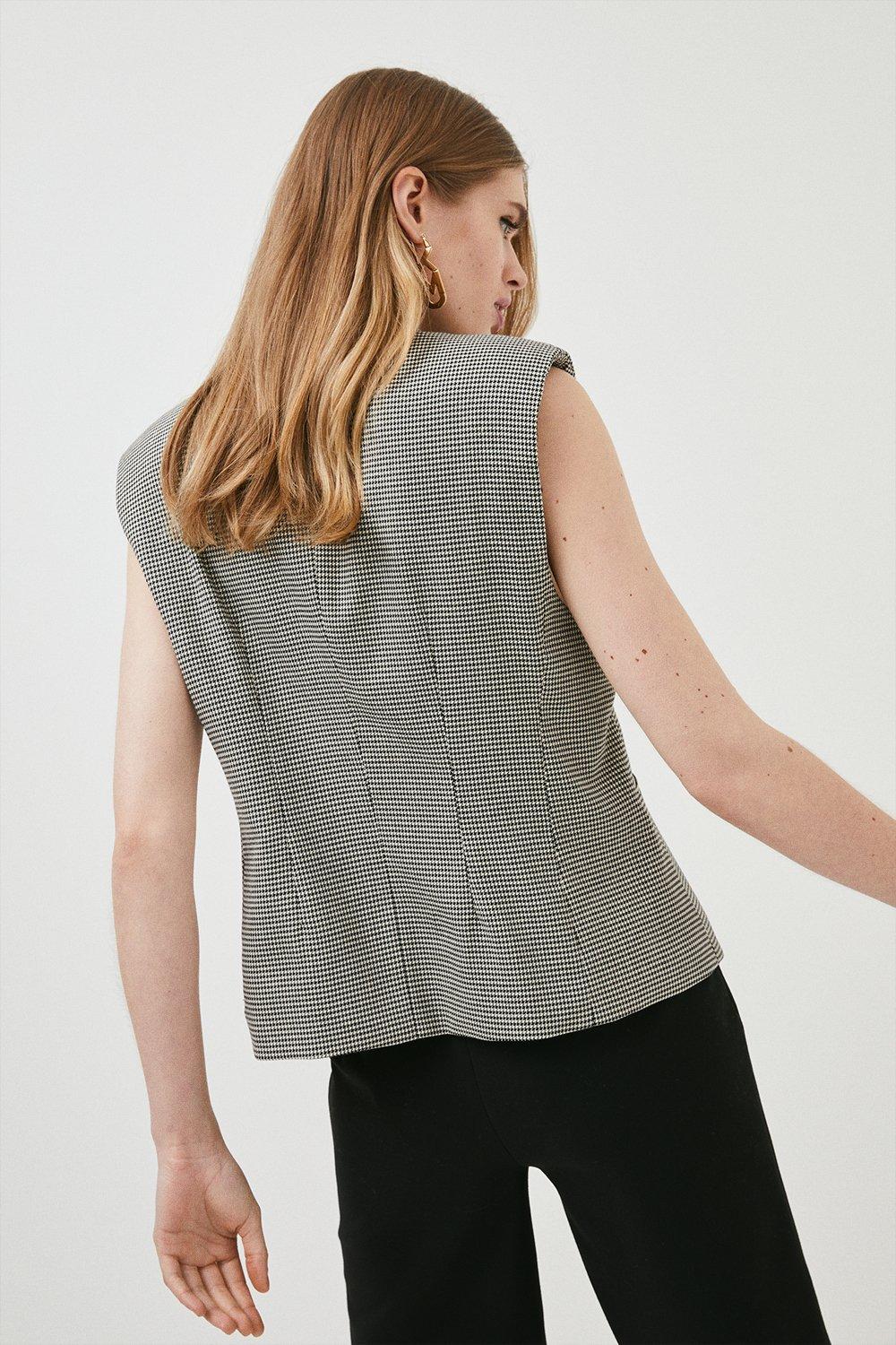 dogtooth sleeveless blazer