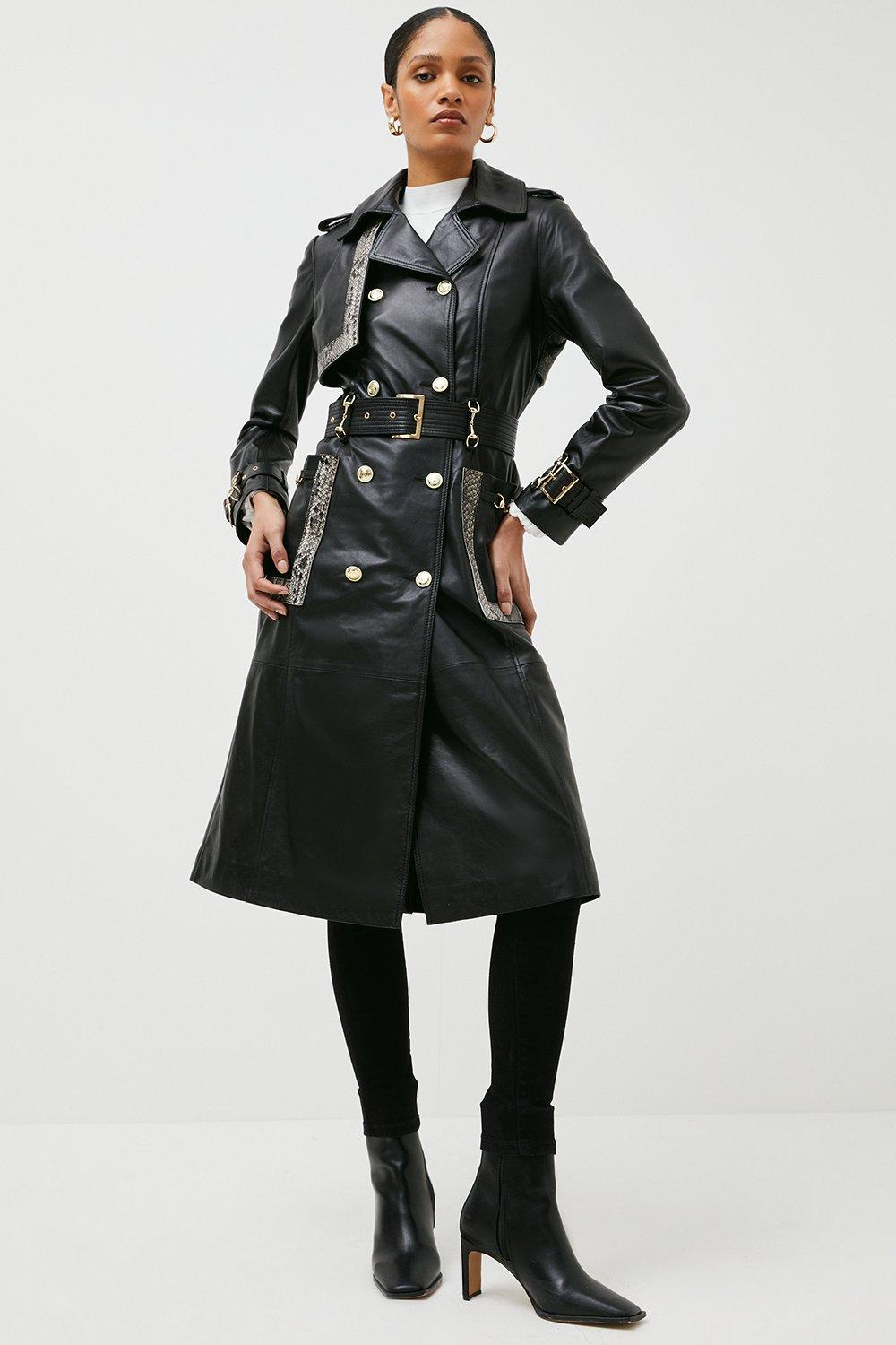 Karen millen black trench coat sale