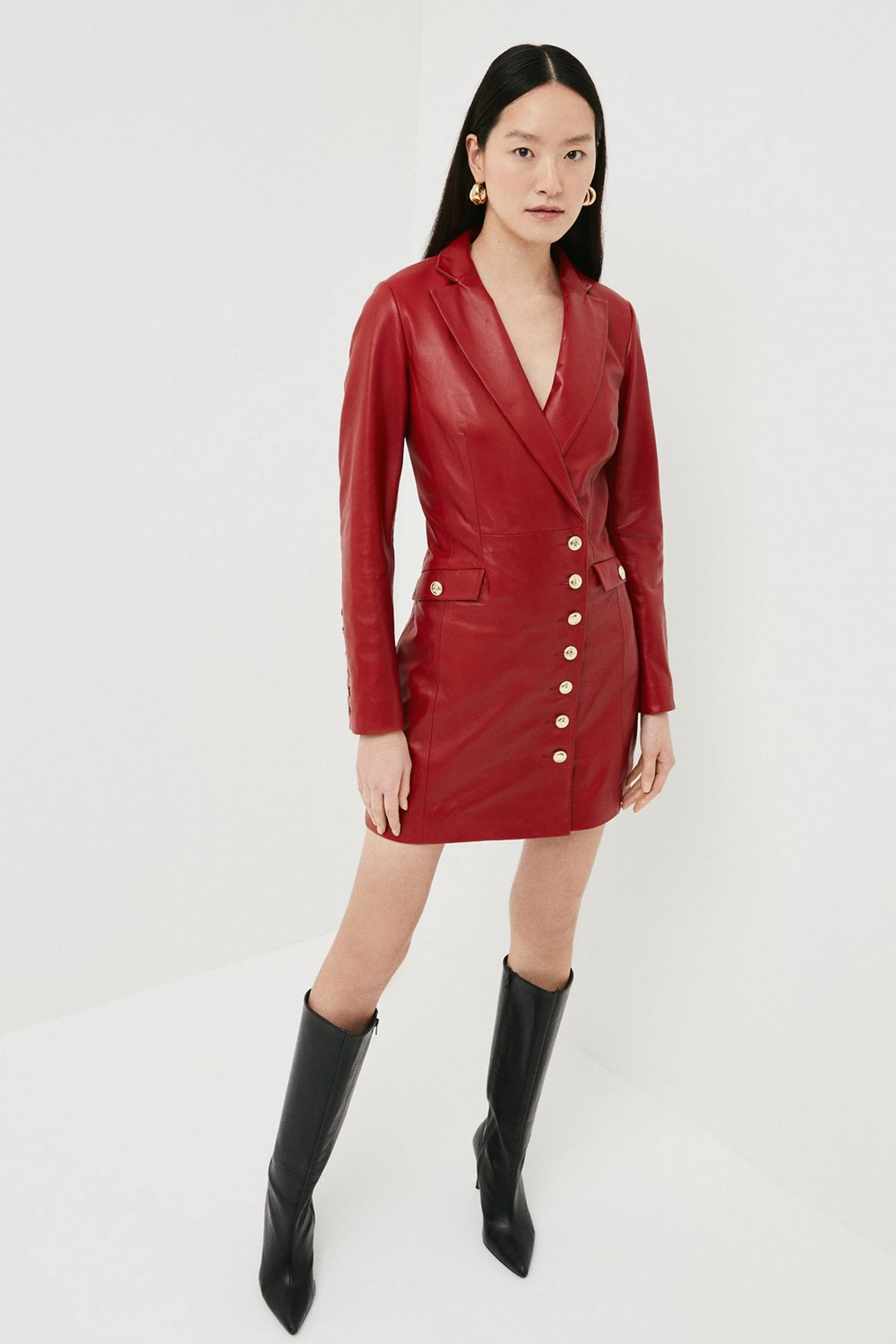 karenmillen.com | Leather Button Detail Blazer Dress