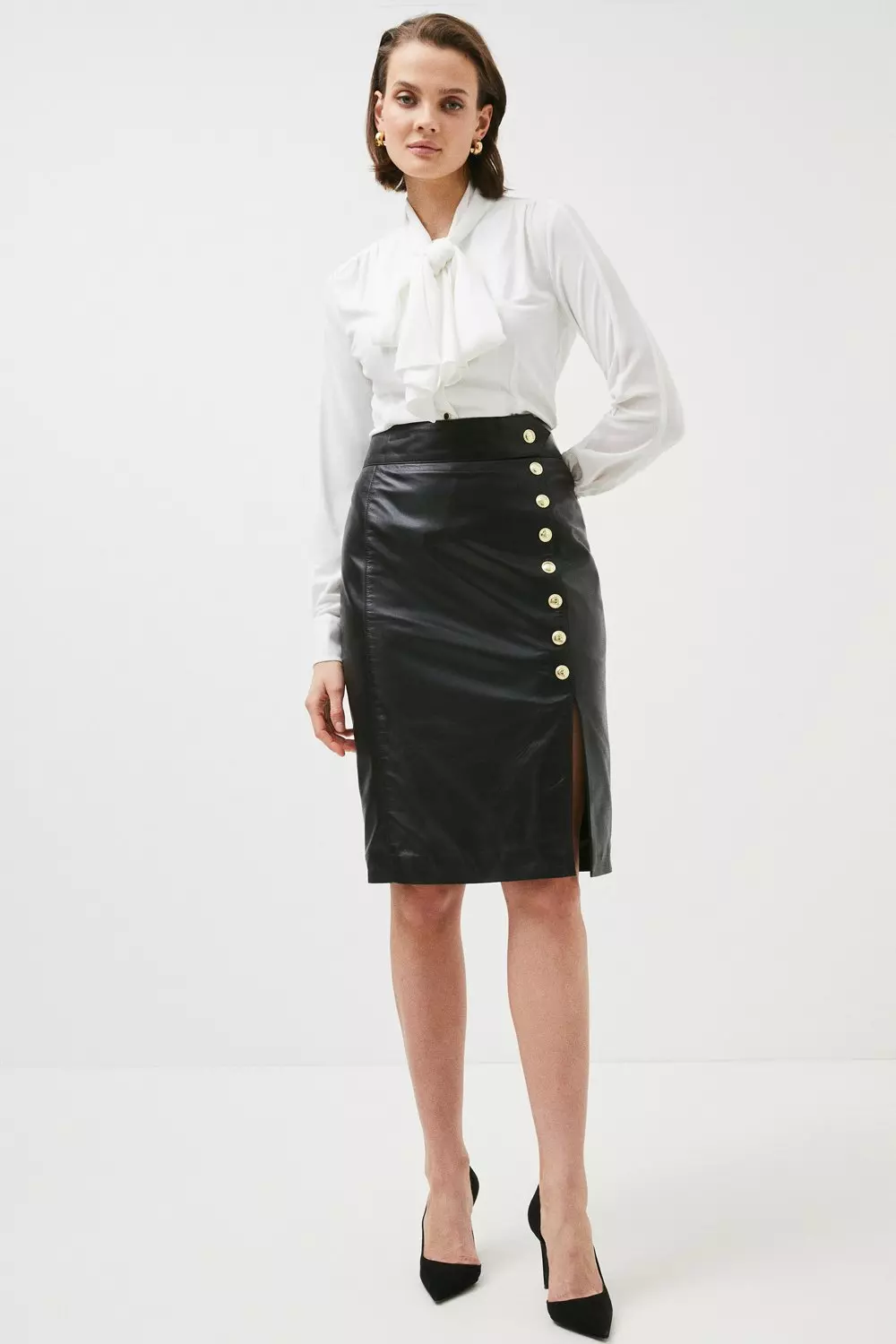 Petite Miltary High Waisted Pencil Skirt | Karen Millen