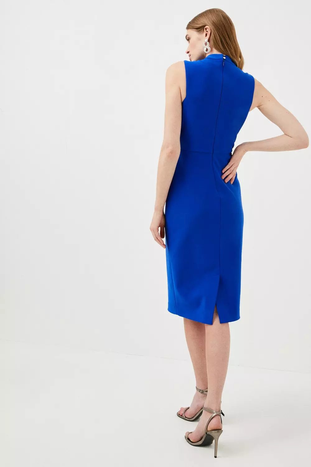 Compact Stretch Peplum Midi Dress