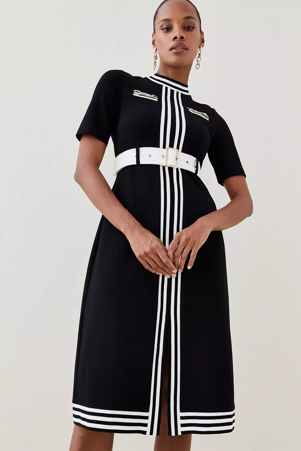 Karen millen clearance striped midi dress