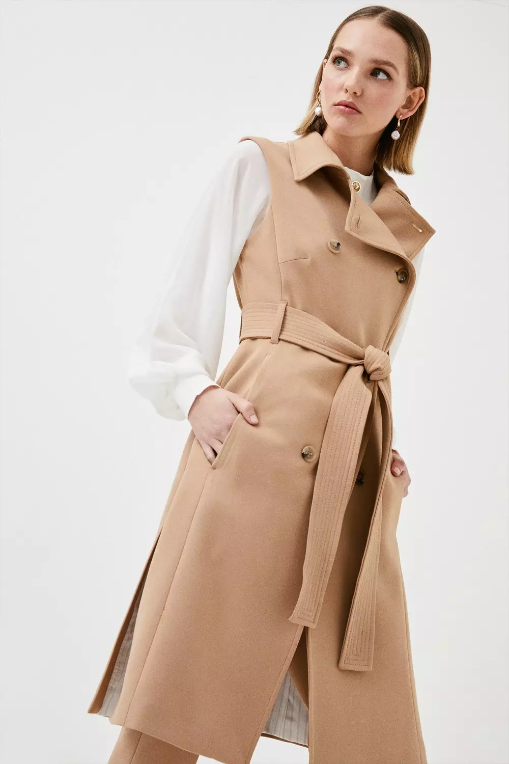 Lydia Millen Petite Belted Sleeveless Coat