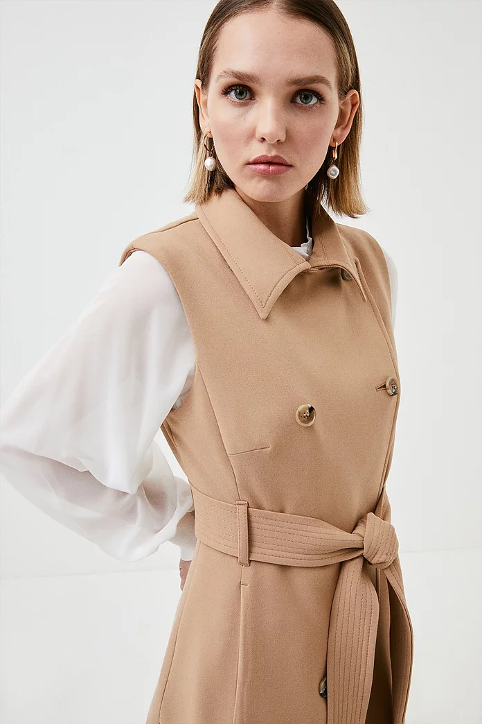 Lydia Millen Petite Belted Sleeveless Coat | Karen Millen