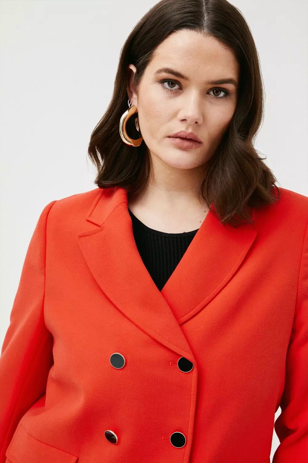 Plus Size Compact Stretch Double Breasted Jacket Karen Millen