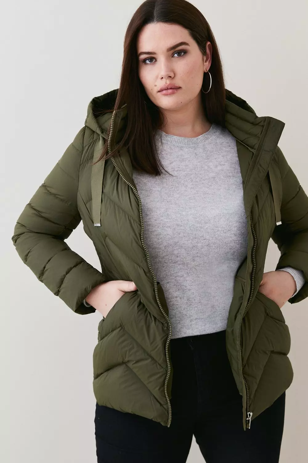 Plus Size Down Filled Puffer Packable Jacket | Karen Millen