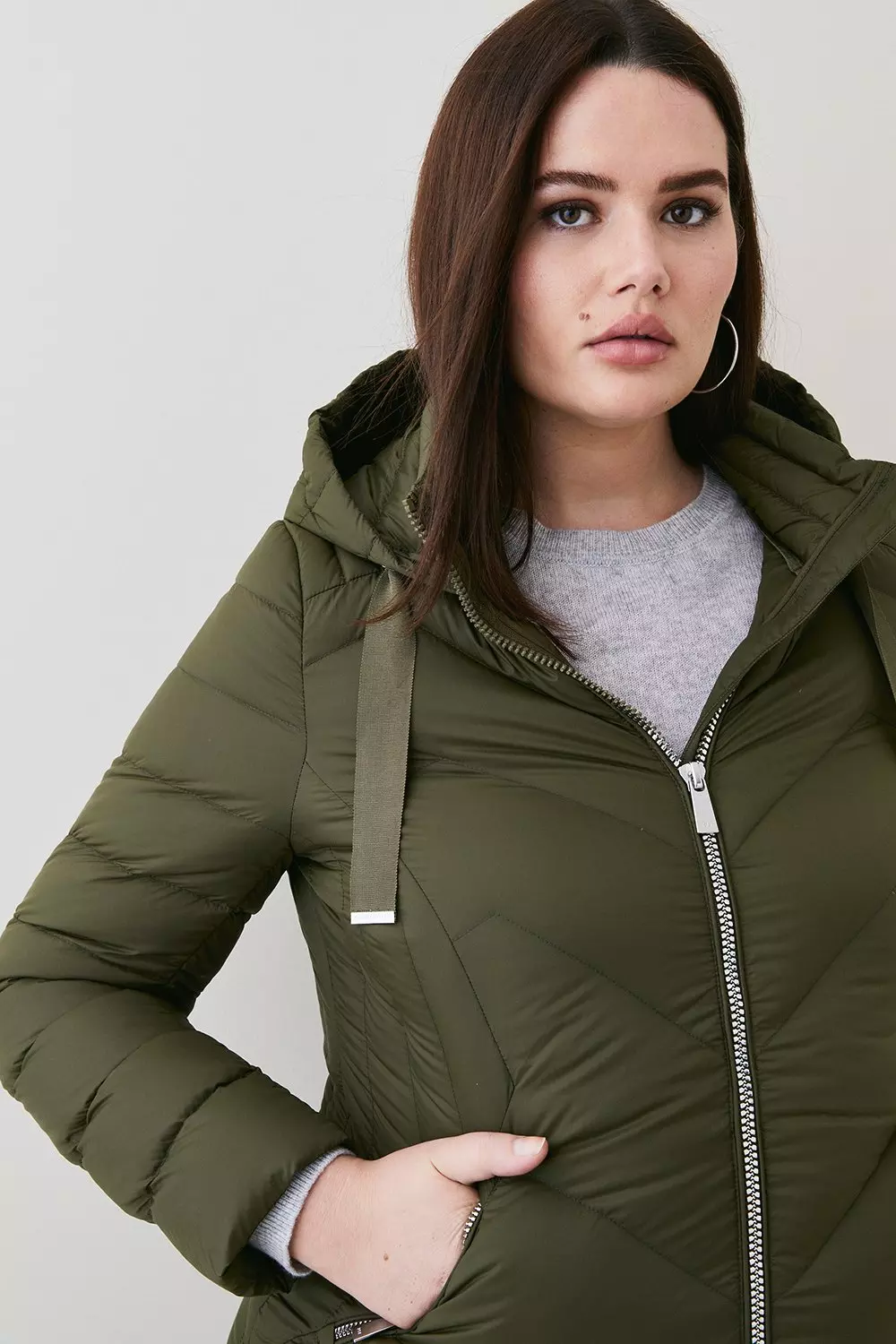 Plus Size Down Filled Puffer Packable Jacket | Karen Millen