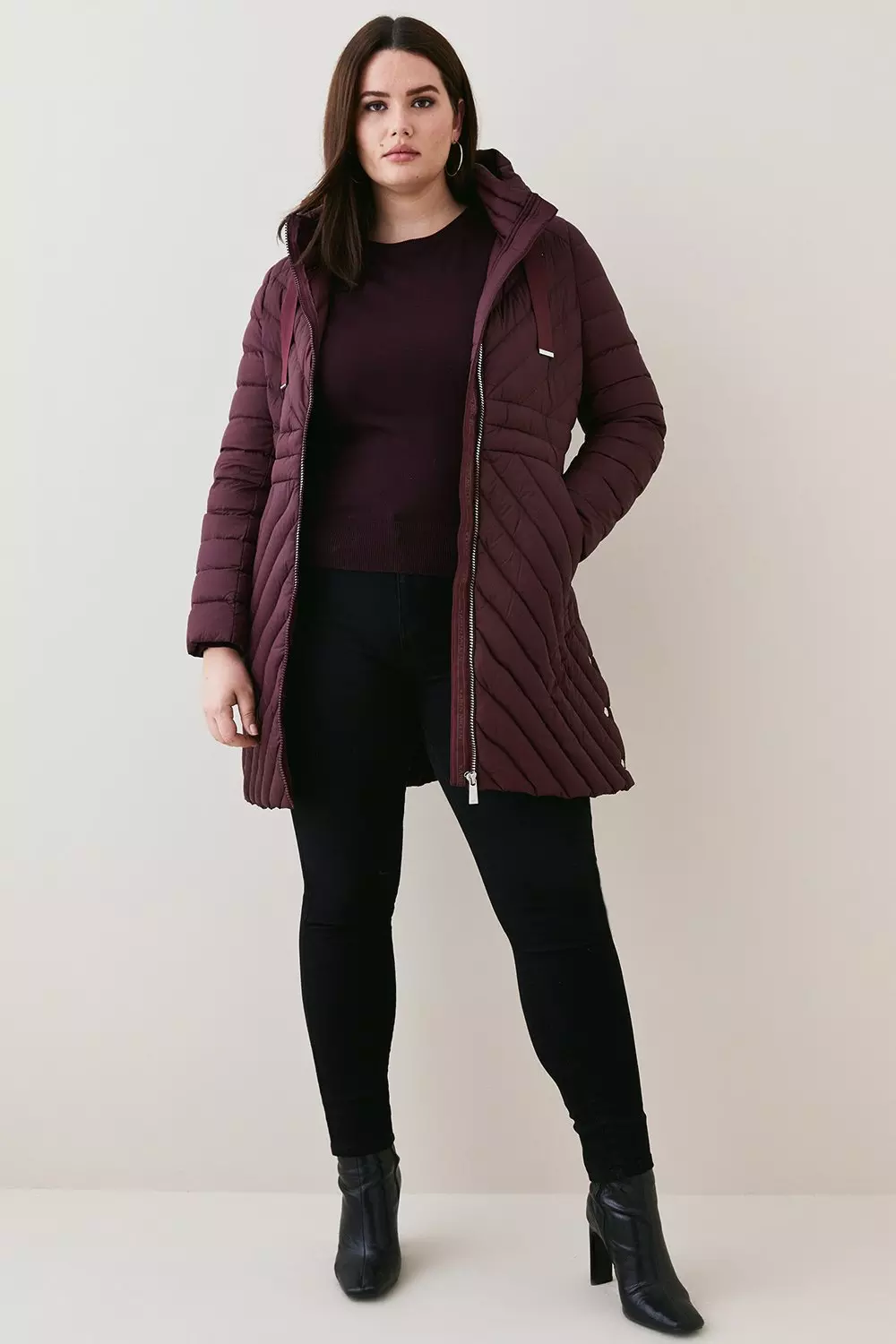 Packable puffer coat plus on sale size