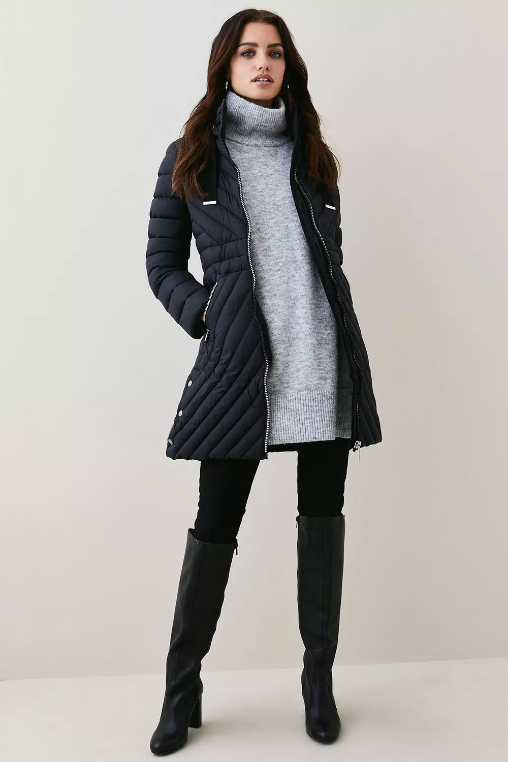 Mid thigh hot sale down coat