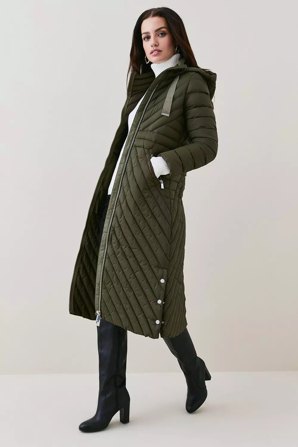 Down Filled Puffer Packable Midi Coat