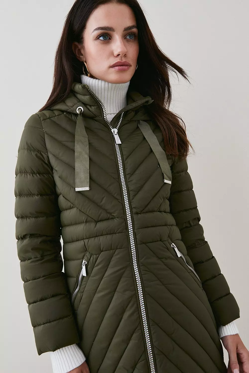 Petite down store jacket with hood