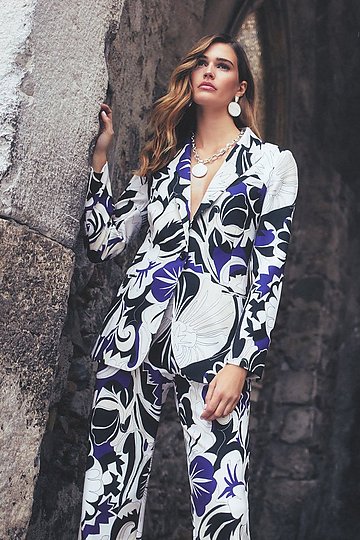 Abstract Floral Printed Tailored Jacket