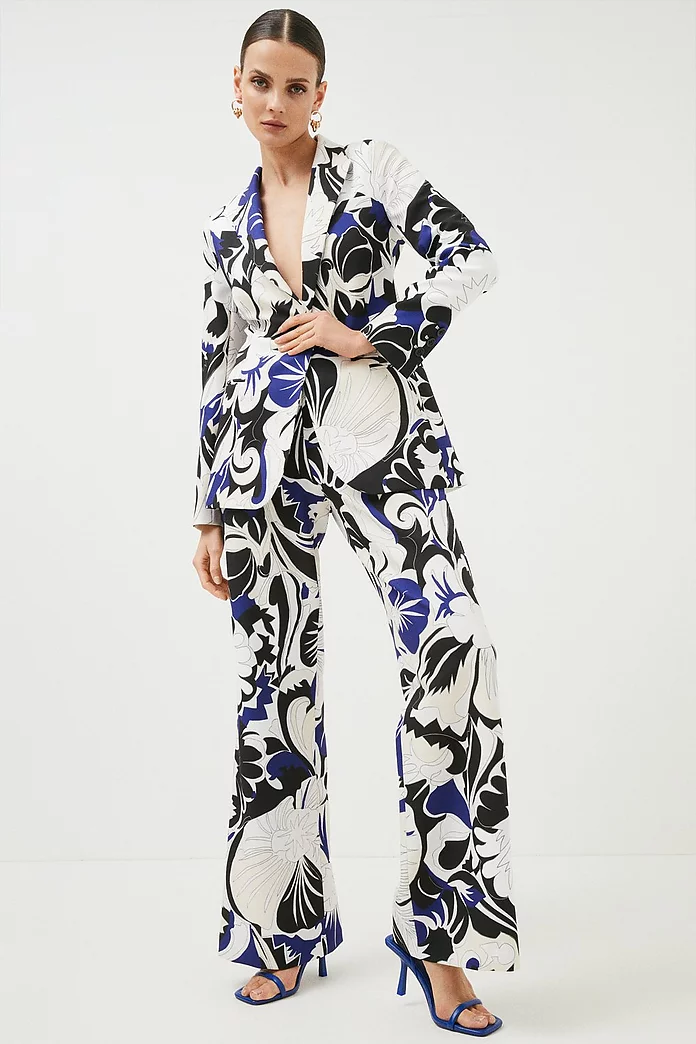 Abstract Floral Printed Tailored Jacket Abstract Floral Printed Tailored Jacket